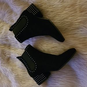 Marc Fisher Size 8 Black Suede Silver Studded Booties